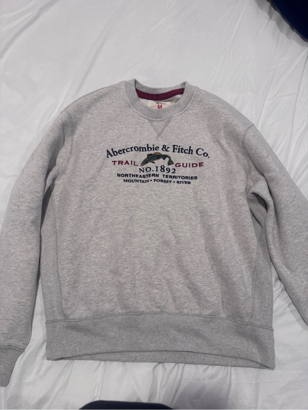 Abercrombie & Fitch Light Gray Crewneck Sweatshirt with Chest Logo